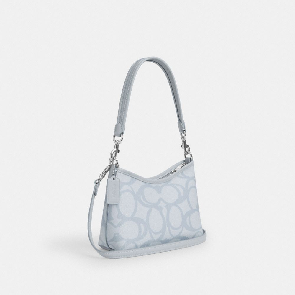 COACH®,Laurel Small Shoulder Bag In Sketch Signature Canvas,,Angle View