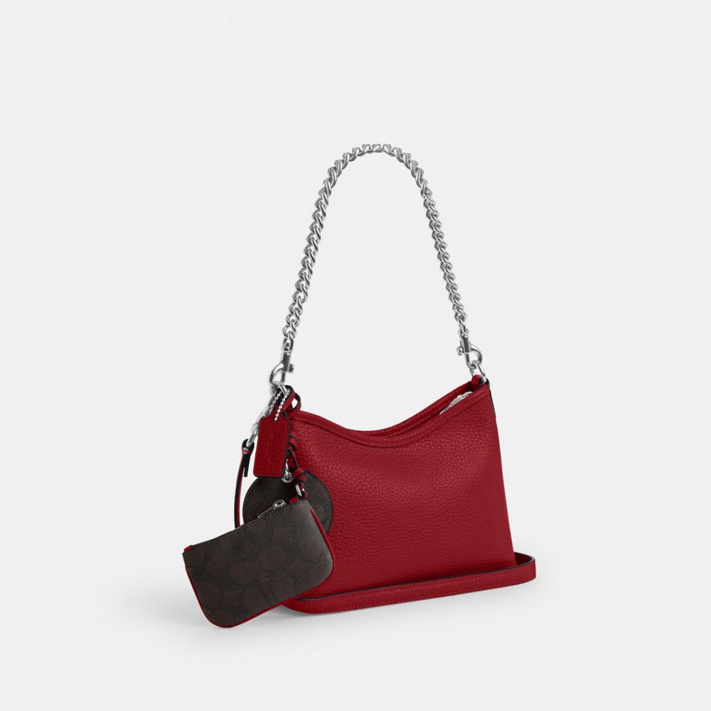 COACH®,Laurel Small Shoulder Bag With Mirror Charm And Pouch,,Angle View