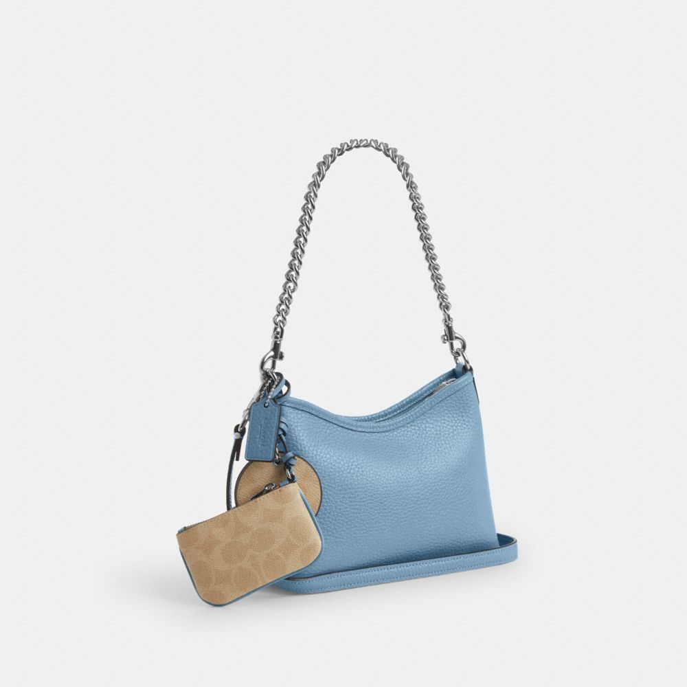 COACH®,Laurel Small Shoulder Bag With Mirror Charm And Pouch,,Angle View