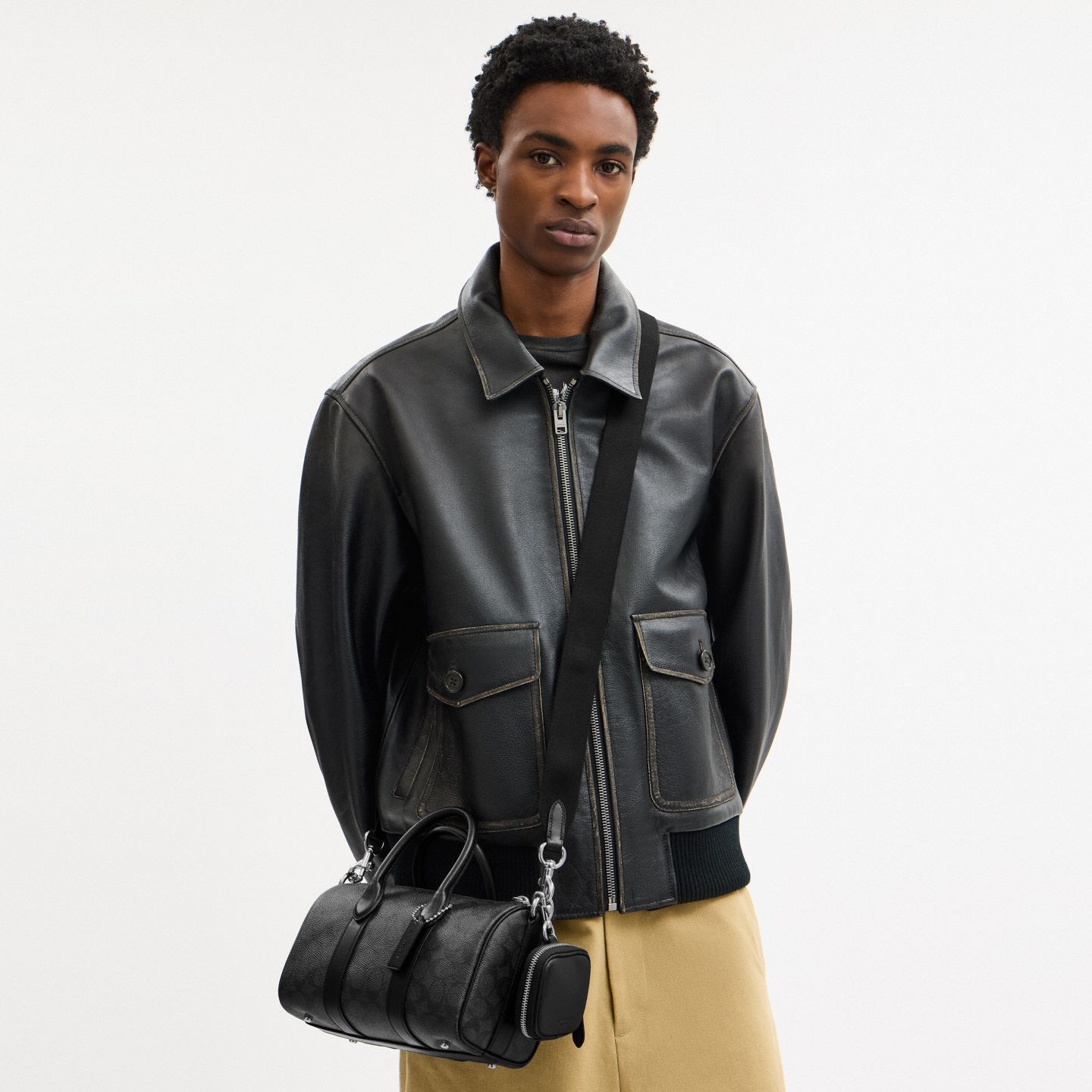 Мужская сумка Coach Clip On Pouch, цвет: Чёрный — фото 4