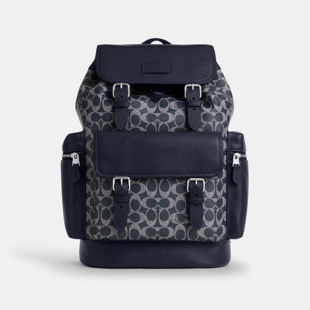 COACH®,Sprint Backpack In Colorblock Signature Canvas,Calfskin Leather,Canvas,Leather,Backpack,Applique,Color Block,Lined,...,,Front View