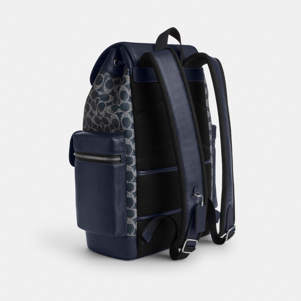 COACH®,Sprint Backpack In Colorblock Signature Canvas,Calfskin Leather,Canvas,Leather,Backpack,Applique,Color Block,Lined,...,,Angle View
