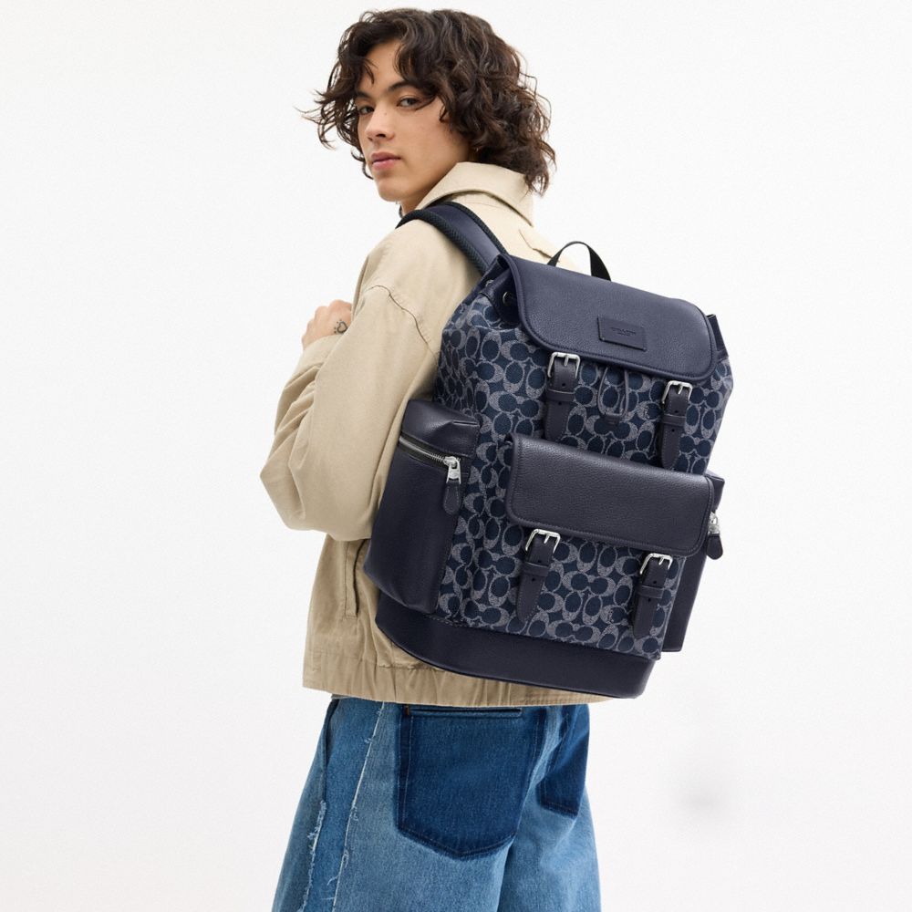 COACH®,Sprint Backpack In Colorblock Signature Canvas,Canvas,Calfskin Leather,Leather,Backpack,Applique,Color Block,Lined,...,Multi Color,Detail View