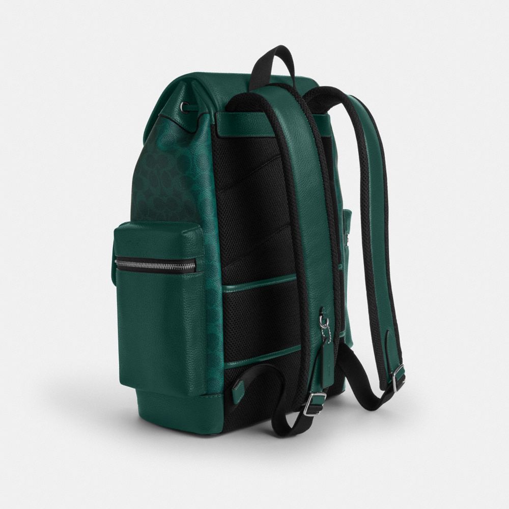 COACH®,Sprint Backpack In Colorblock Signature Canvas,Calfskin Leather,Canvas,Leather,Backpack,Applique,Color Block,Lined,...,,Angle View