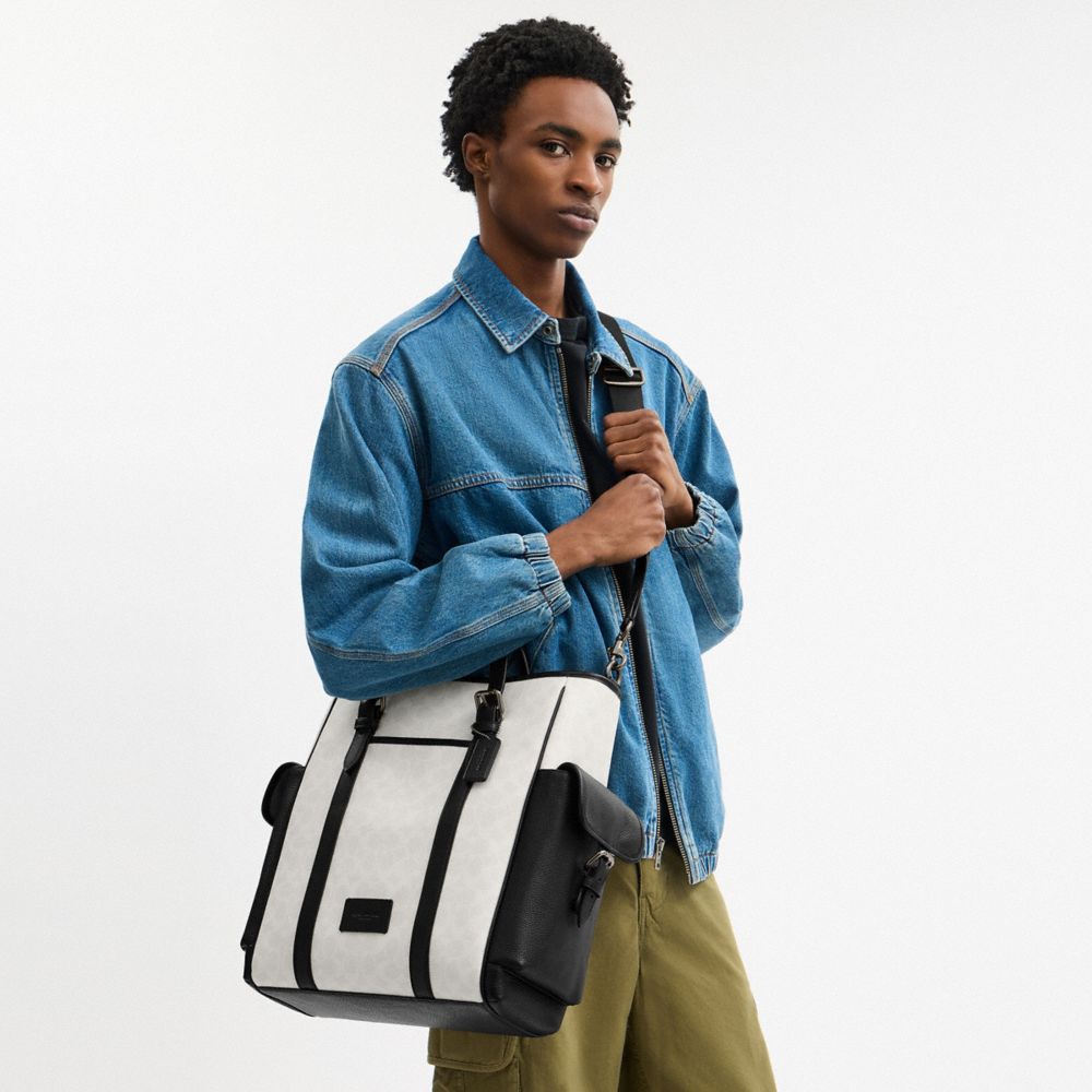 COACH®,Sprint Tote Bag In Colorblock Signature Canvas,,Detail View