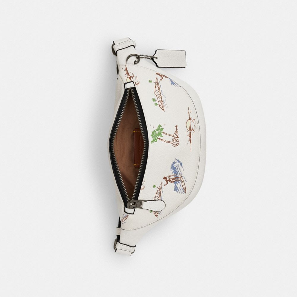 COACH®,Warren Mini Belt Bag With Surf Print,,Inside View,Top View