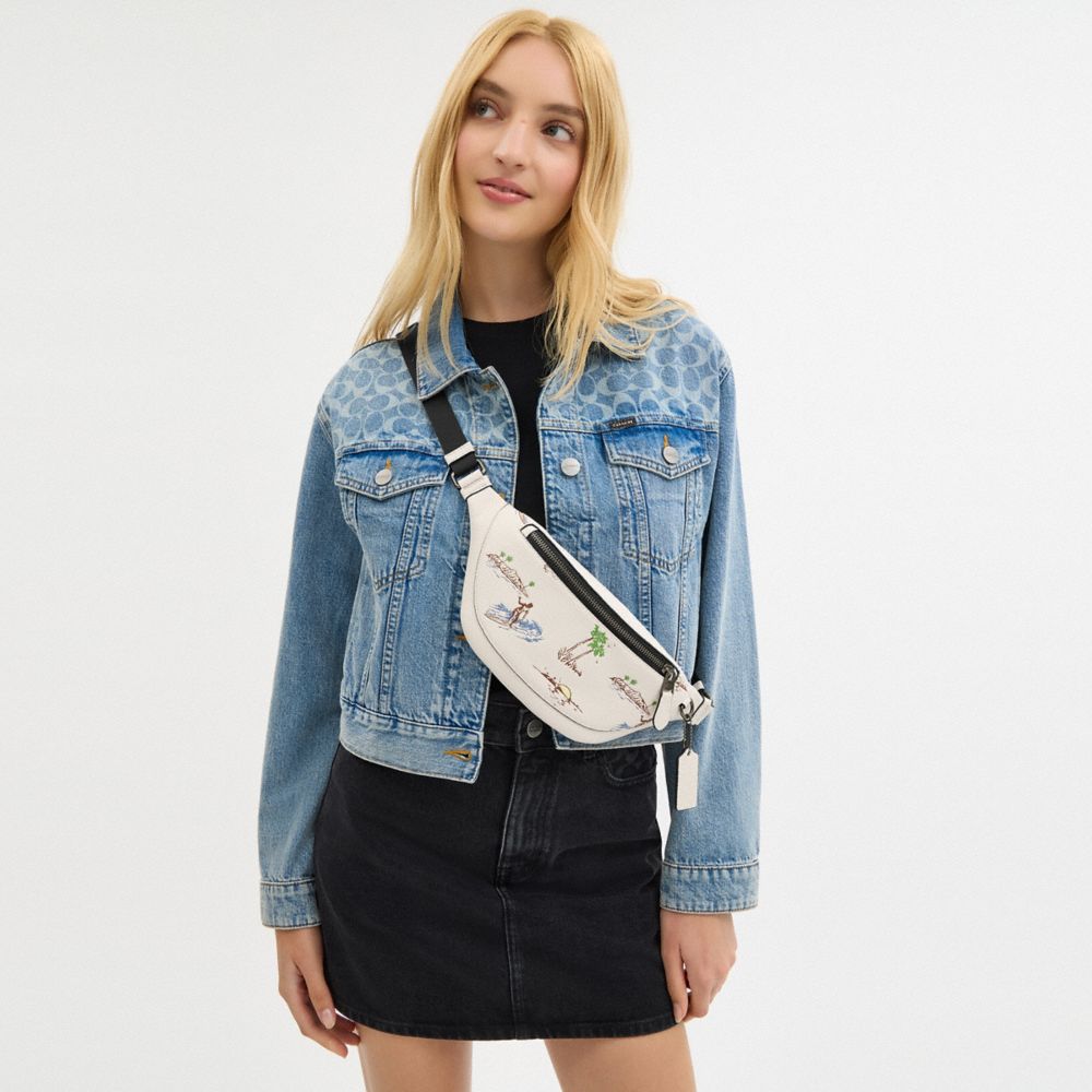 COACH®,Warren Mini Belt Bag With Surf Print,,Angle View