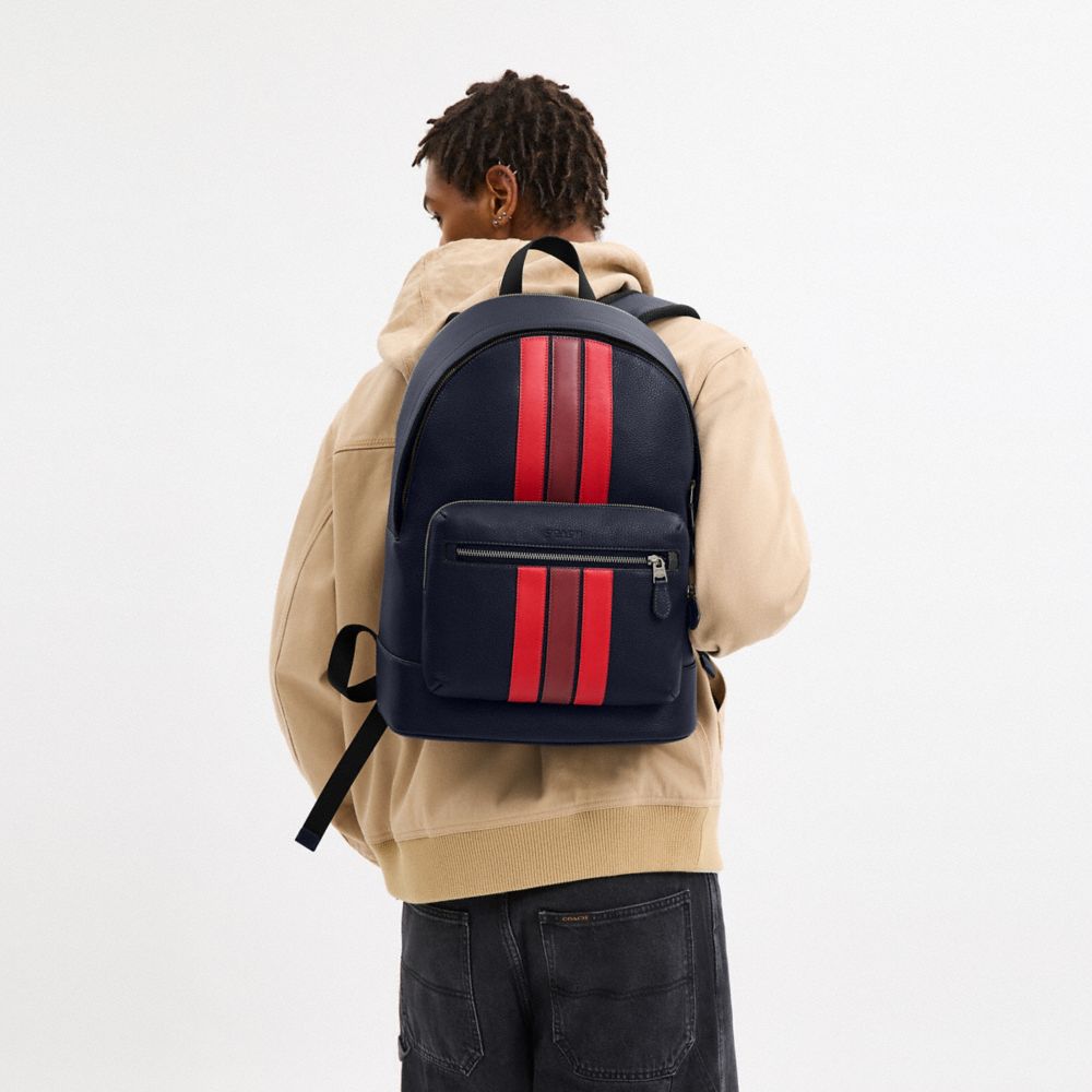 COACH®,West Backpack With Varsity Stripe,,Detail View
