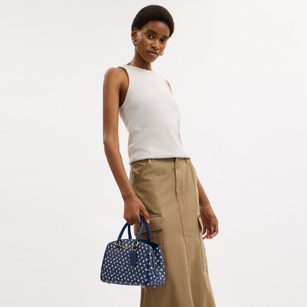 COACH®,Savannah Small Carryall Bag With Floral Print,Navy,Detail View