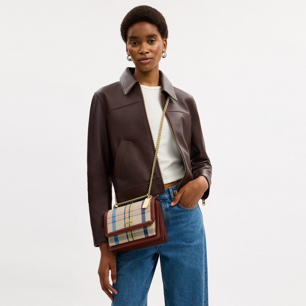 COACH®,Klare Crossbody Bag With Plaid Print,