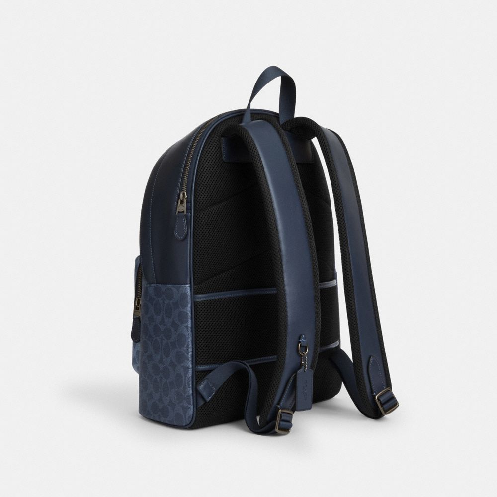 COACH®,West Backpack In Blocked Signature Canvas,,Angle View