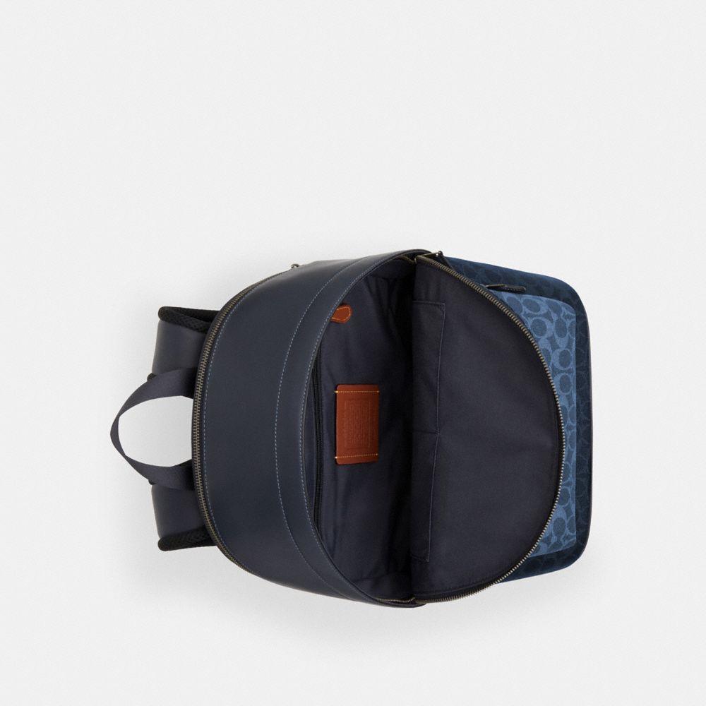COACH®,West Backpack In Blocked Signature Canvas,,Inside View,Top View
