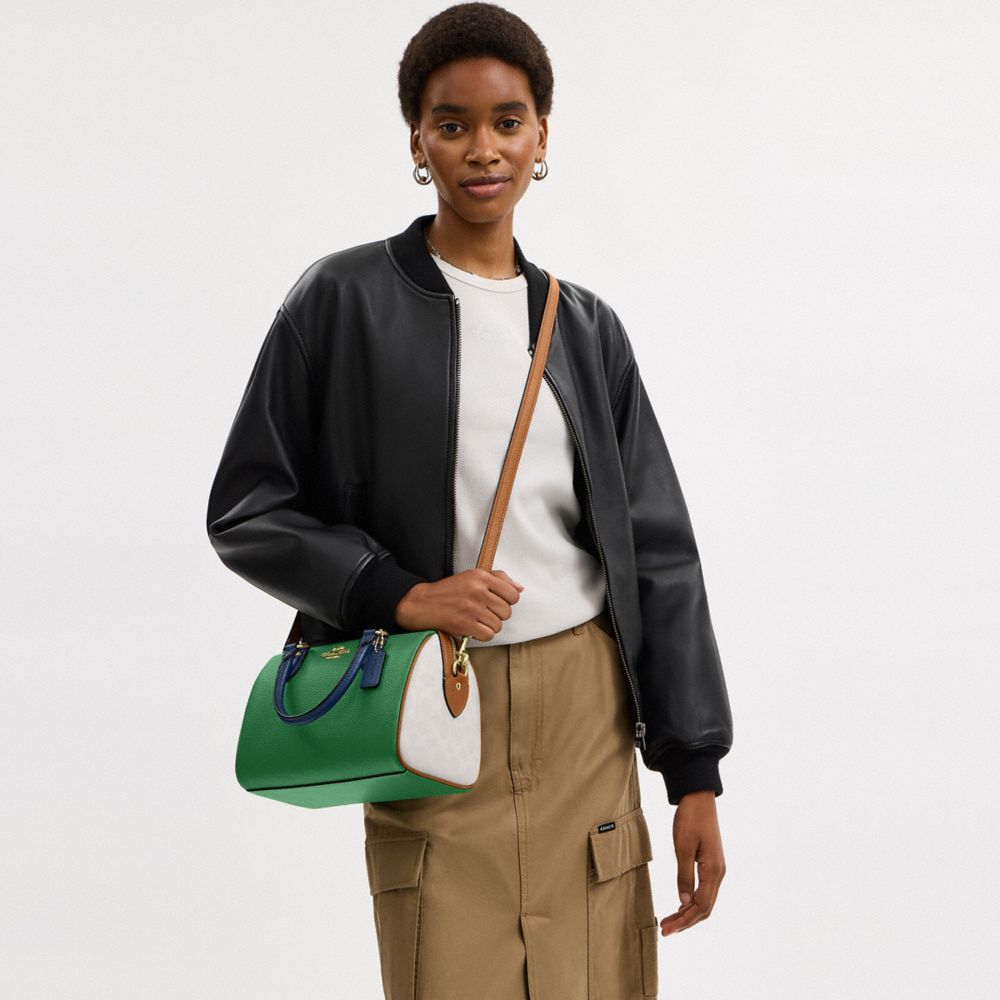 COACH®,Rowan Satchel Bag In Blocked Signature Canvas,