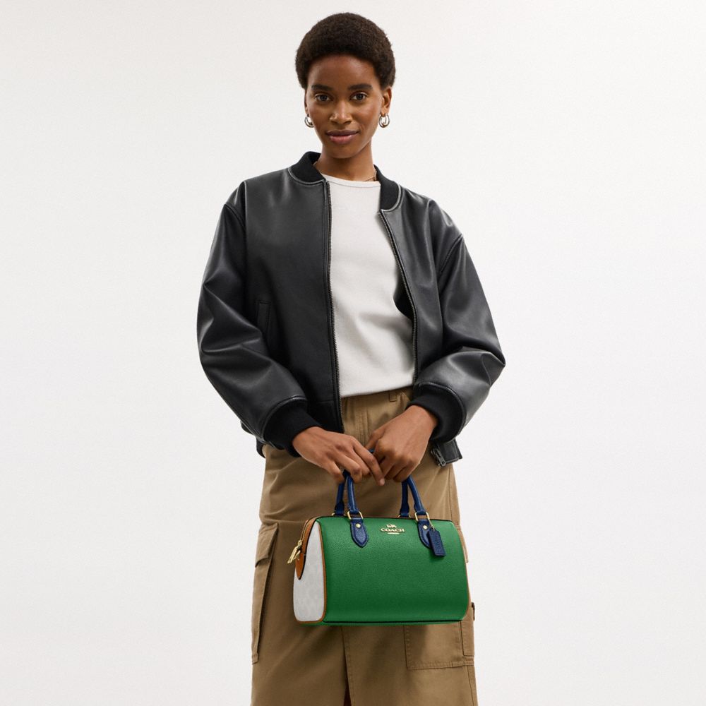 COACH®,Rowan Satchel Bag In Blocked Signature Canvas,,Detail View