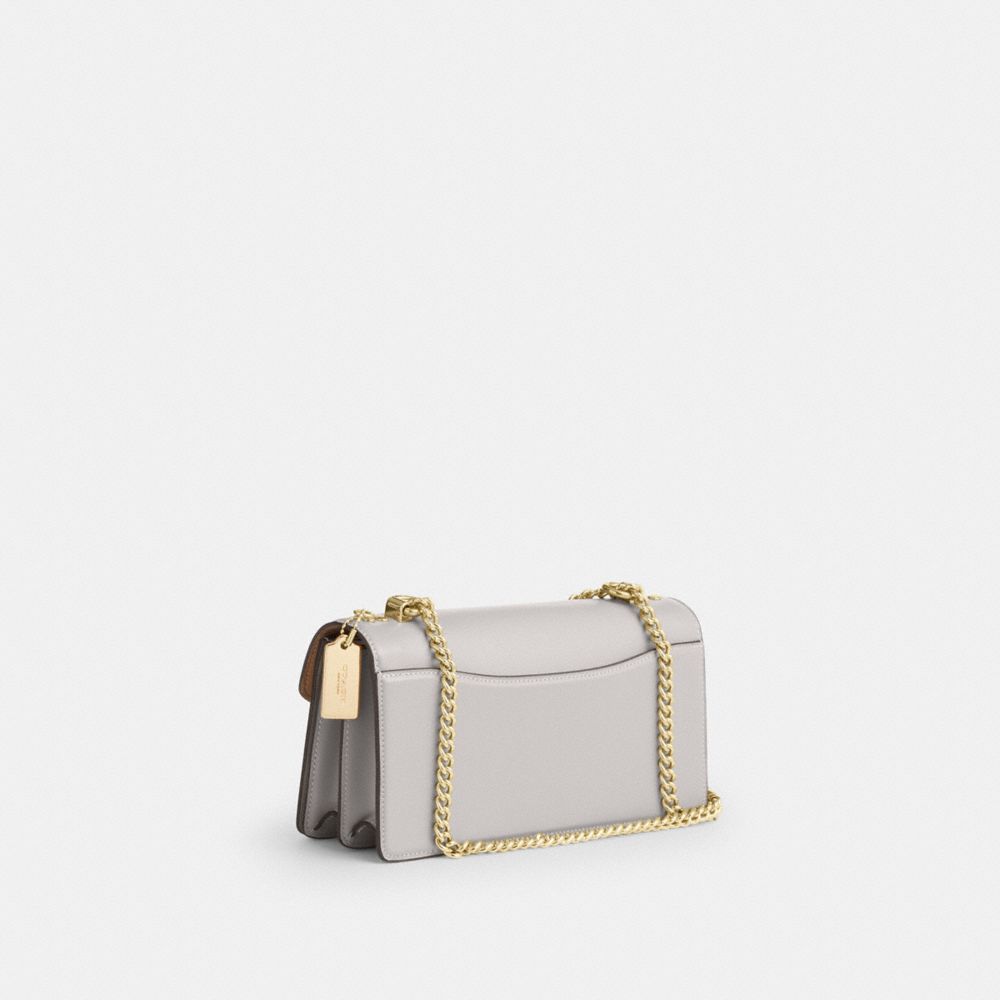 COACH®,Klare Envelope Crossbody Bag,Leather,Crossbody,Metal,Logo,3 in 1,Gold Metal,Day Party,Gray,Angle View