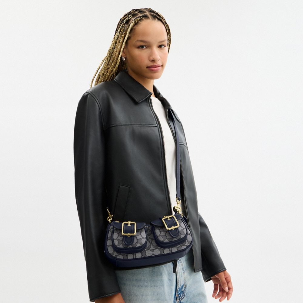 COACH®,Ashton Bag In Signature Jacquard,Black,Detail View