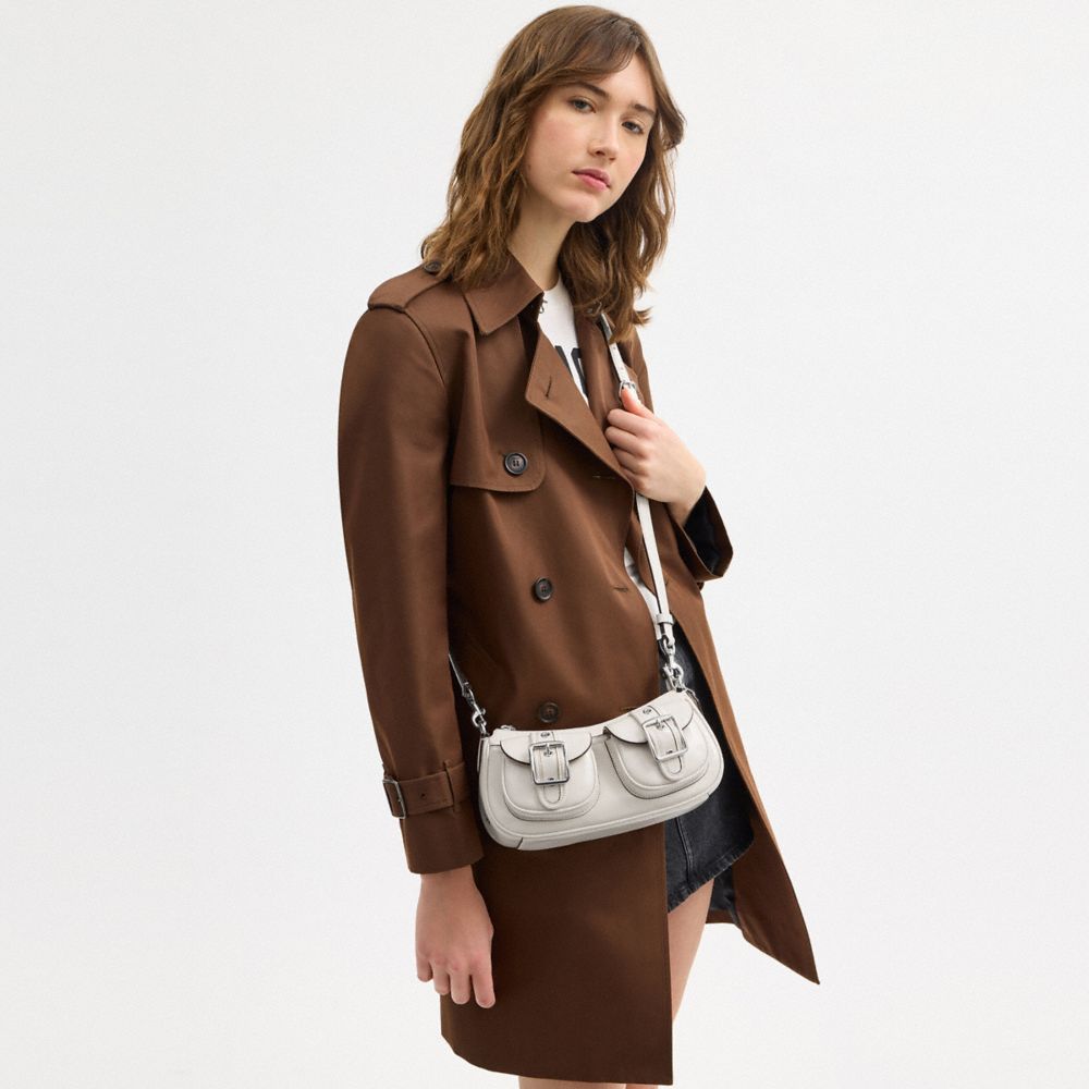 COACH®,Ashton Bag,Leather,Fabric,Shoulder Bag,Luggage Tag,Lined,Compact,Silver Metal,Day Party,,Detail View