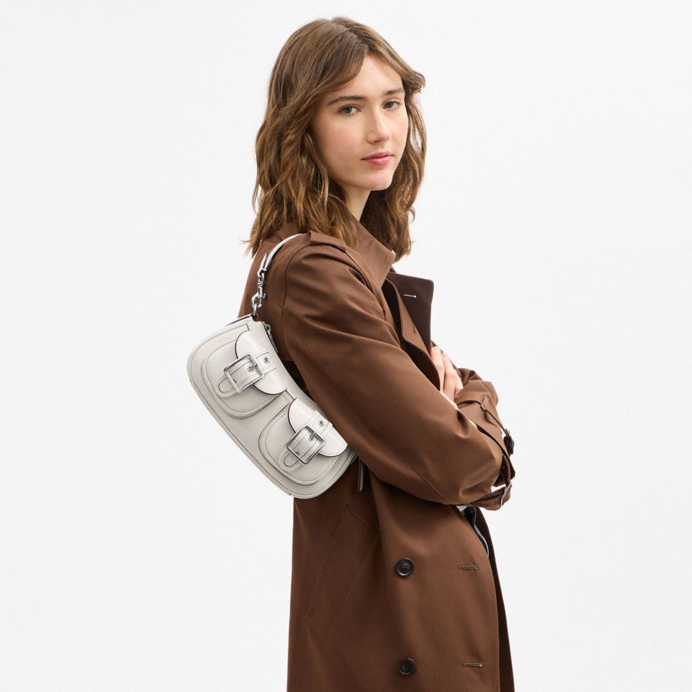 COACH®,Ashton Bag,Leather,Fabric,Shoulder Bag,Luggage Tag,Lined,Compact,Silver Metal,Day Party,,Detail View