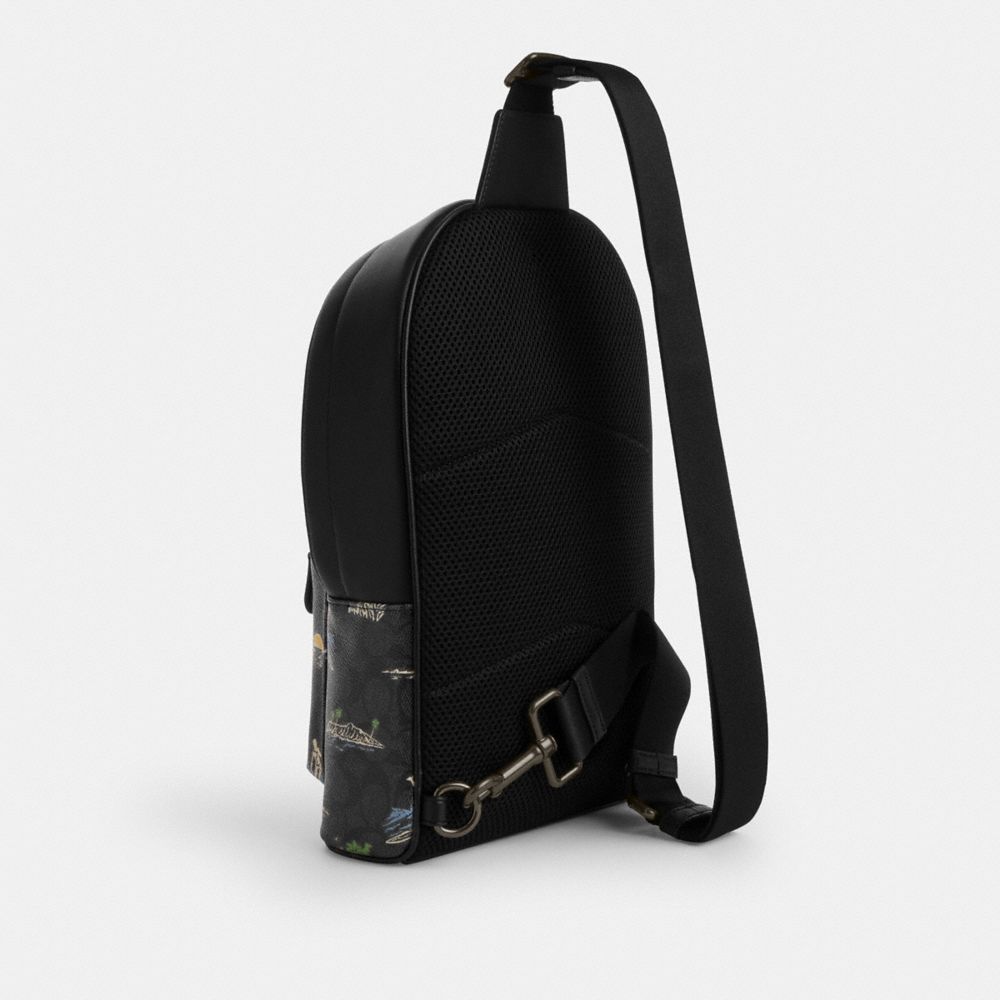 COACH®,West Pack In Signature Canvas With Surf Print,,Angle View