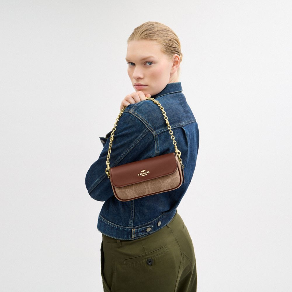 COACH®,Hailey Flap Bag In Signature Canvas,,Detail View