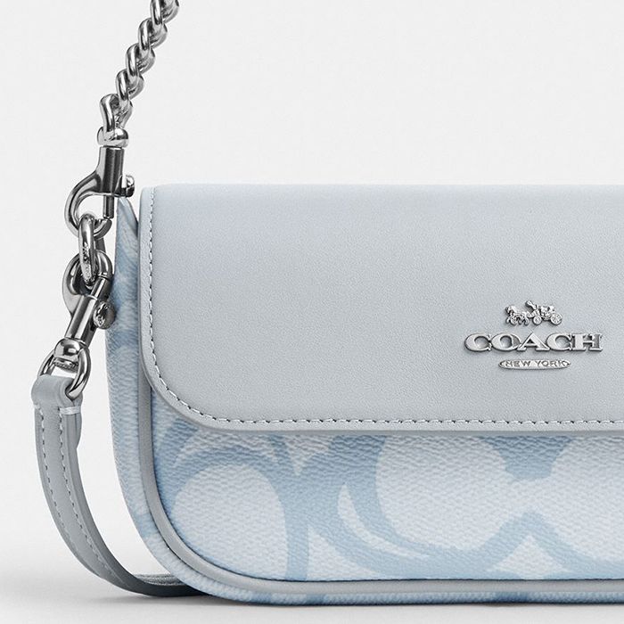 バッグ COACH Signature Canvas Bag White Blue COACH® Outlet | Laurel Small Shoulder Bag In Sketch Signature Canvas