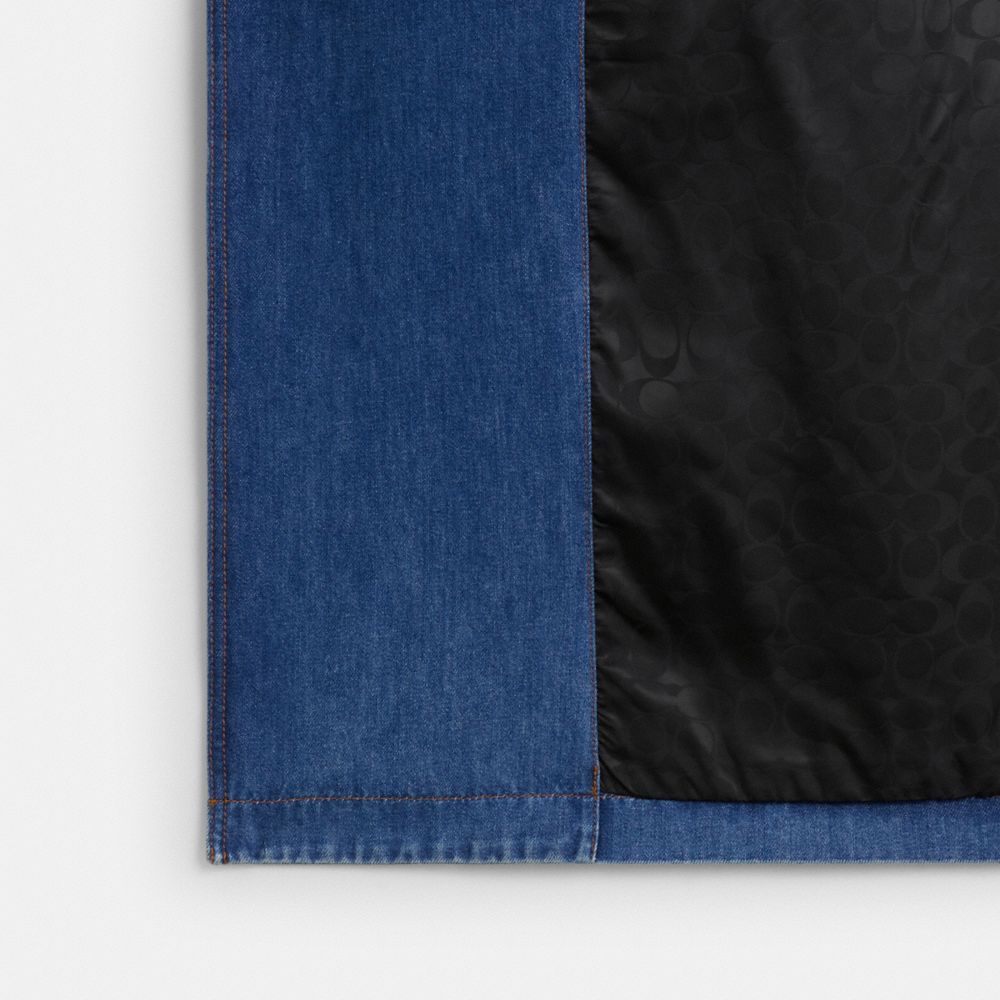 COACH®,Relaxed Denim Trench Coat In Organic Cotton,,Inside View,Top View