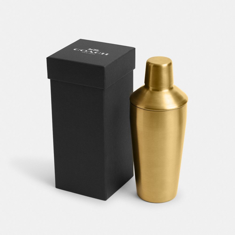 COACH®,Cocktail Shaker,Leather,Shaker,Leather,Brass,Black,Front View