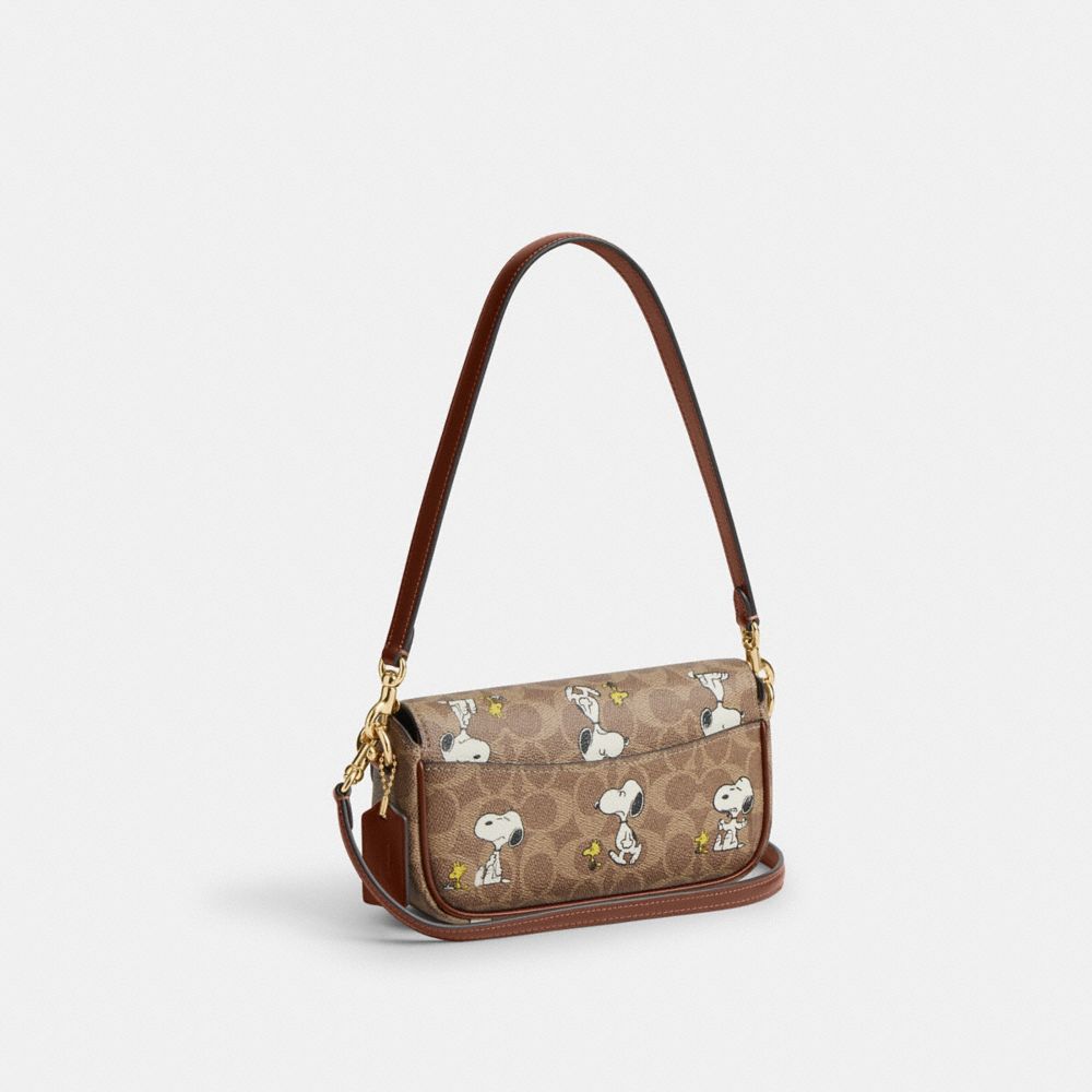 COACH®,Coach X Peanuts Hailey Flap Bag In Signature Canvas With Snoopy Print,,Angle View