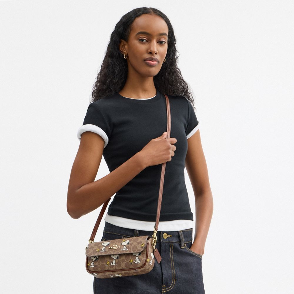 COACH®,Coach X Peanuts Hailey Flap Bag In Signature Canvas With Snoopy Print,
