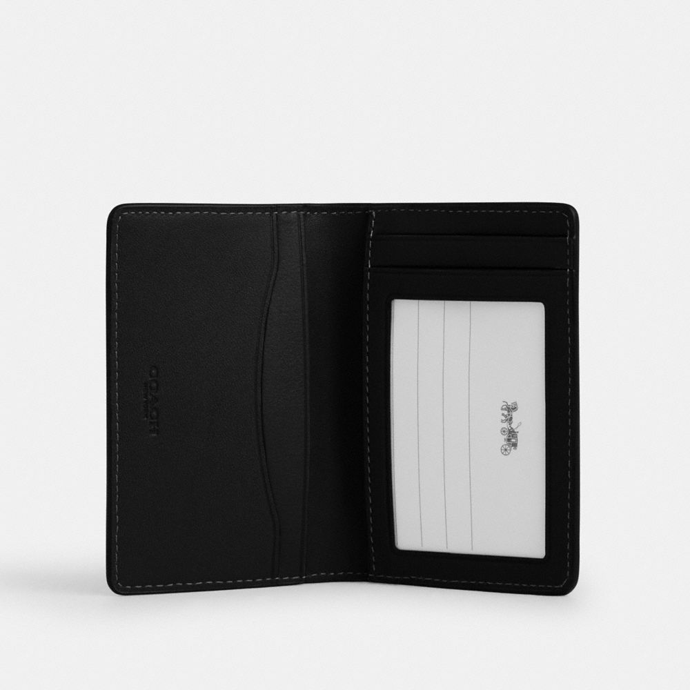 COACH®,Id Card Wallet,Leather,Bi Fold,Embossed,Logo,Casual,,Inside View,Top View