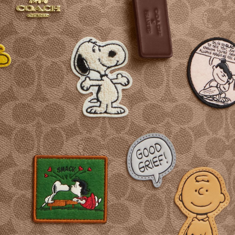 COACH®,Coach X Peanuts City Tote In Signature Canvas With Patches,,Closer View