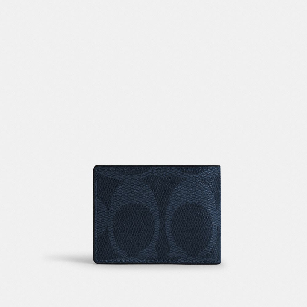 Coach Slim Billfold Wallet In Maxi Signature Canvas In Blue