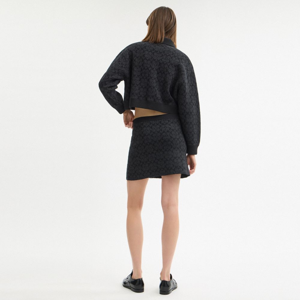 Coach Signature Knit Skirt In Blue
