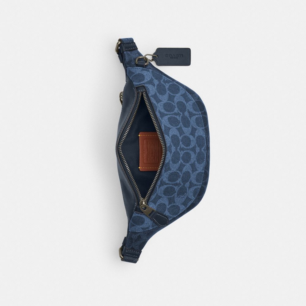 COACH®,Warren Mini Belt Bag In Blocked Signature Canvas,,Inside View,Top View