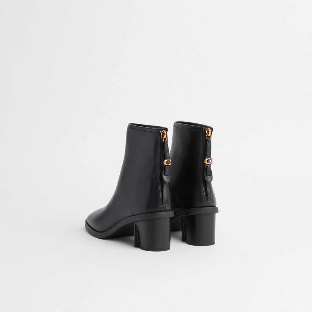 COACH®,Restored Gabi Bootie,Leather,Rubber,Bootie,Foam,Cushioned,Cushioned Outsole,Day Party,Black,Back View