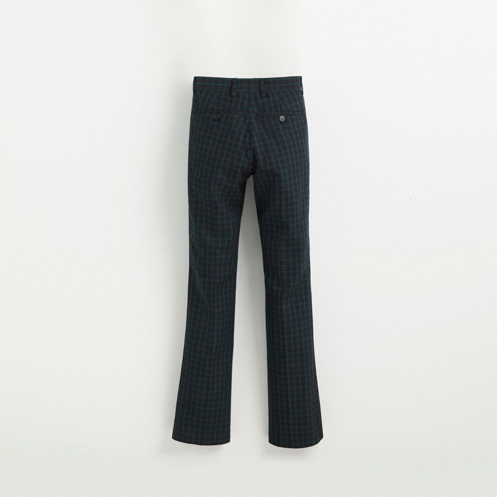 COACH®,Restored Gingham Straight Leg Trousers,Wool,Cupro,Polyester,Straight,Trouser,Work,Multi Color,Back View