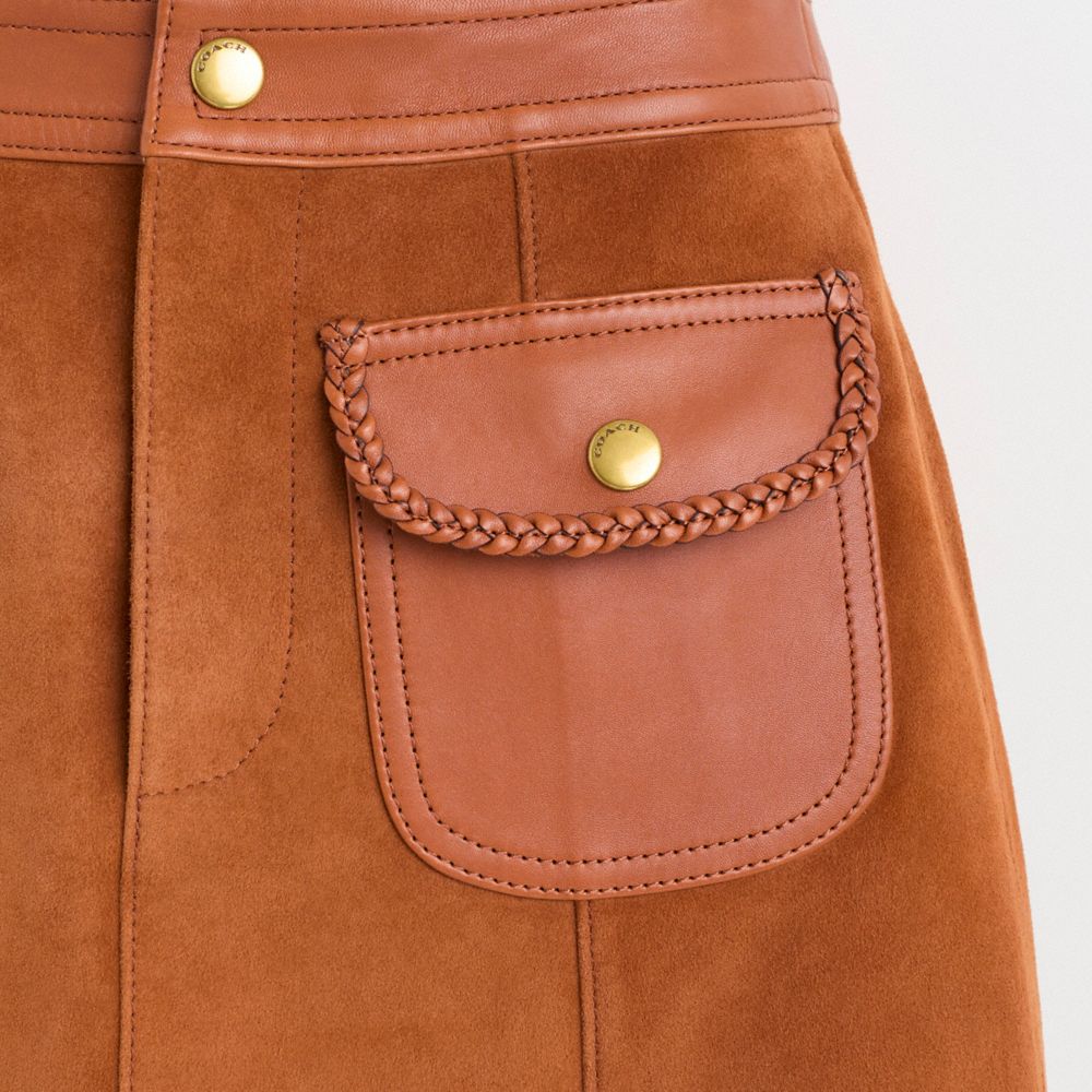 COACH®,Restored Braided Suede Mini Skirt,,Scale View