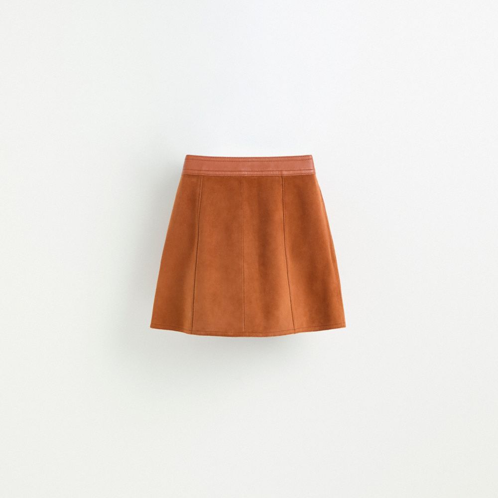 COACH®,Restored Braided Suede Mini Skirt,,Back View