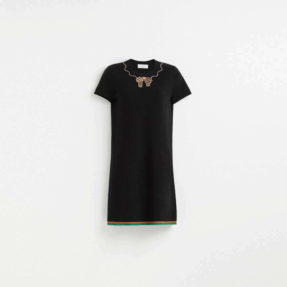 Shop Coach Restored Crystal Embellished Sweater Dress In Black