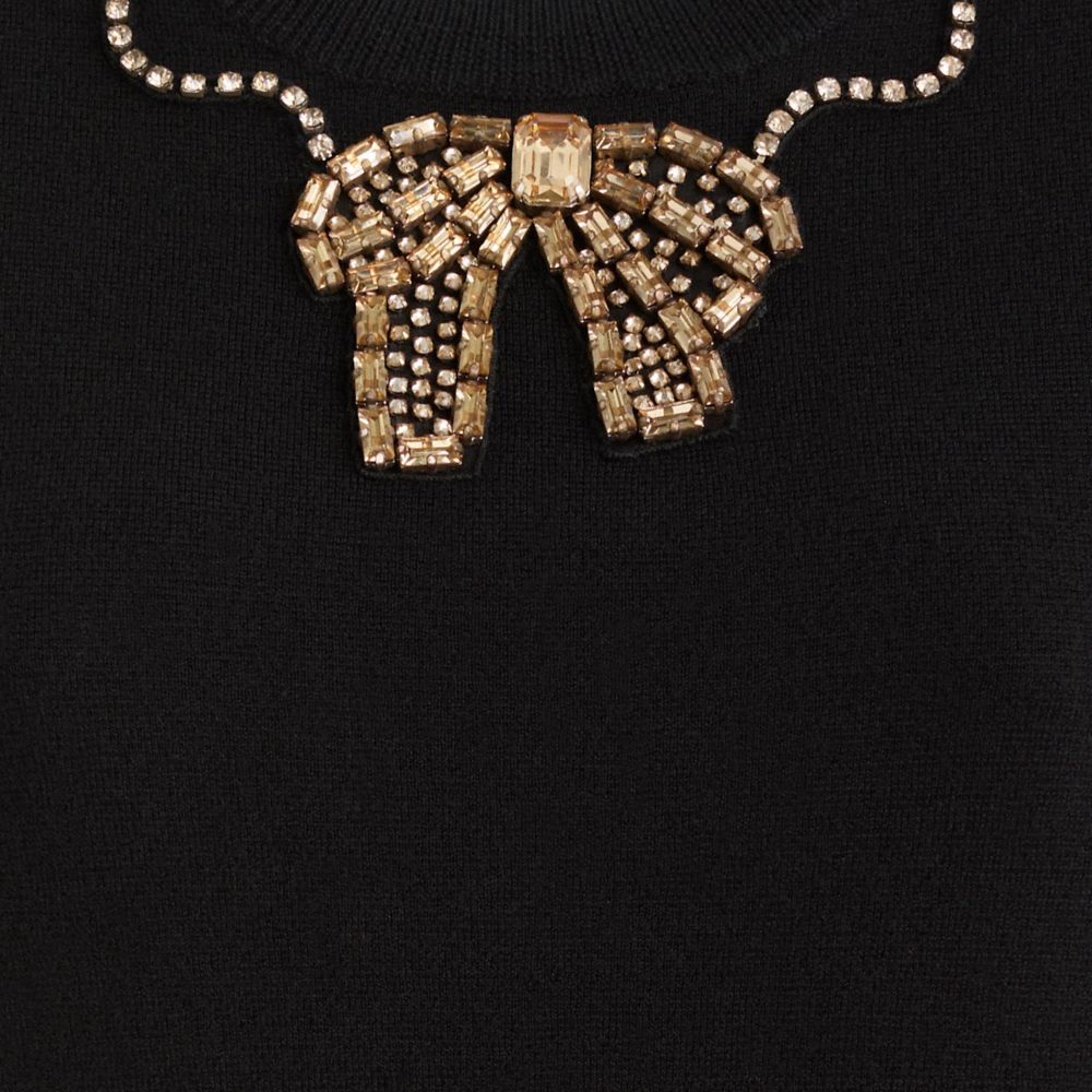 COACH®,Restored Crystal Embellished Sweater Dress,Wool,Sheath,Sweater Dress,Rhinestones,Sustainable,Day Party,Black,Scale View