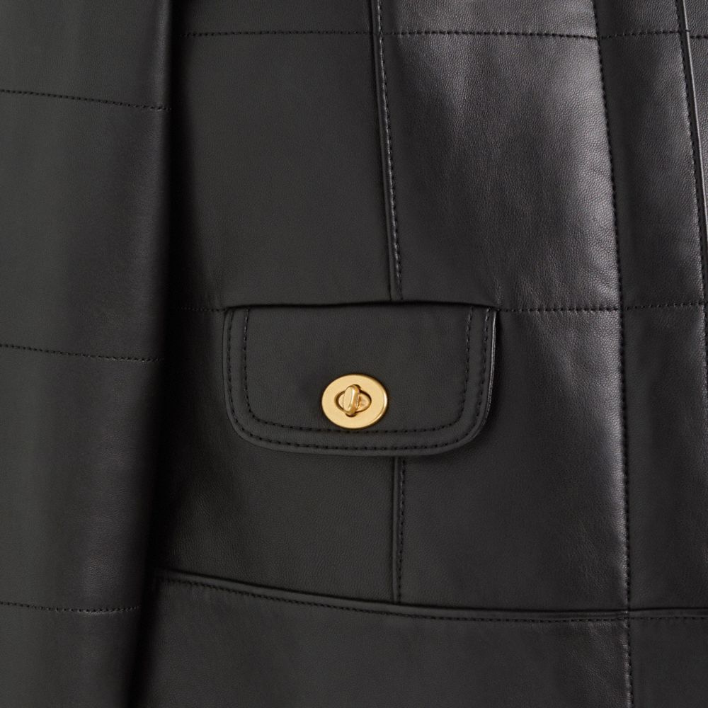 COACH®,Restored Quilted Feminine Jacket,Lambskin,Polyester,Leather,Jacket,Sustainable,Day Party,Black,Scale View