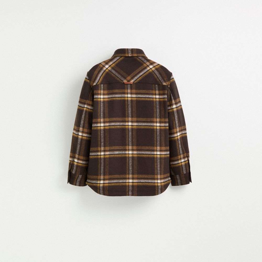 COACH®,Restored Tweed Jacket,Acrylic,Polyamide,Wool,Polyester,Shirt Jacket,Jacket,Tweed,Logo,Tag Embellishment,Eco-Friendl...,Multi Color,Back View