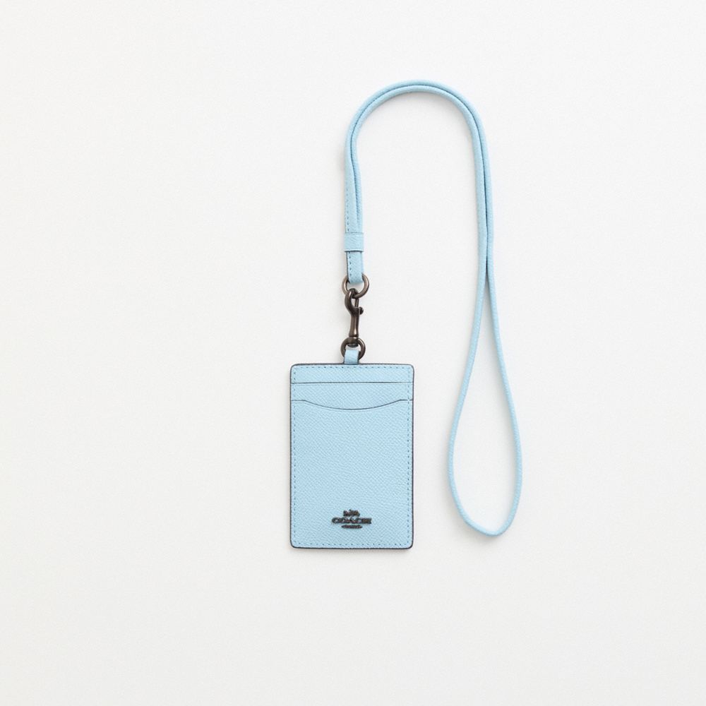 COACH®,Restored Id Lanyard,Bag Accessories,Card Case,Key Chain,Metal,Logo,Sustainable,Casual,Blue,Front View