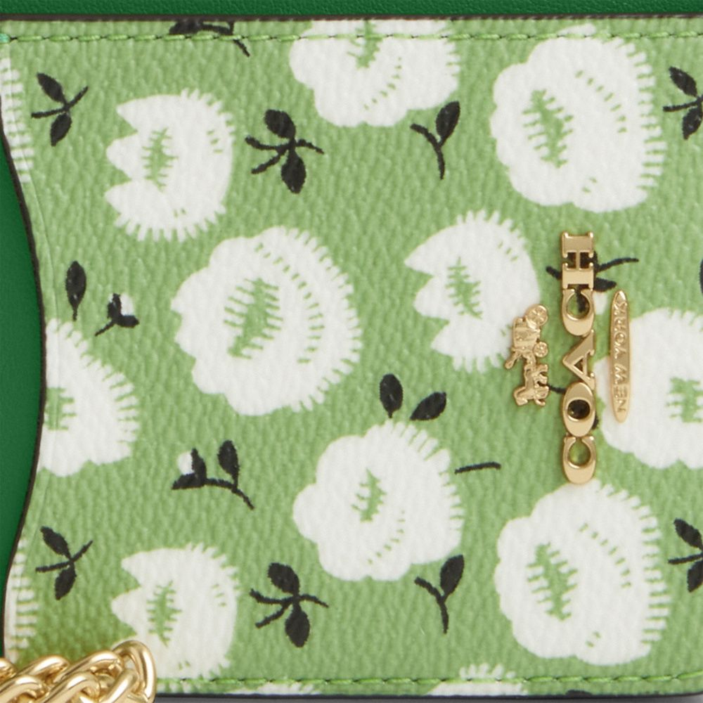 COACH®,Zip Card Case With Floral Print,Green,Closer View