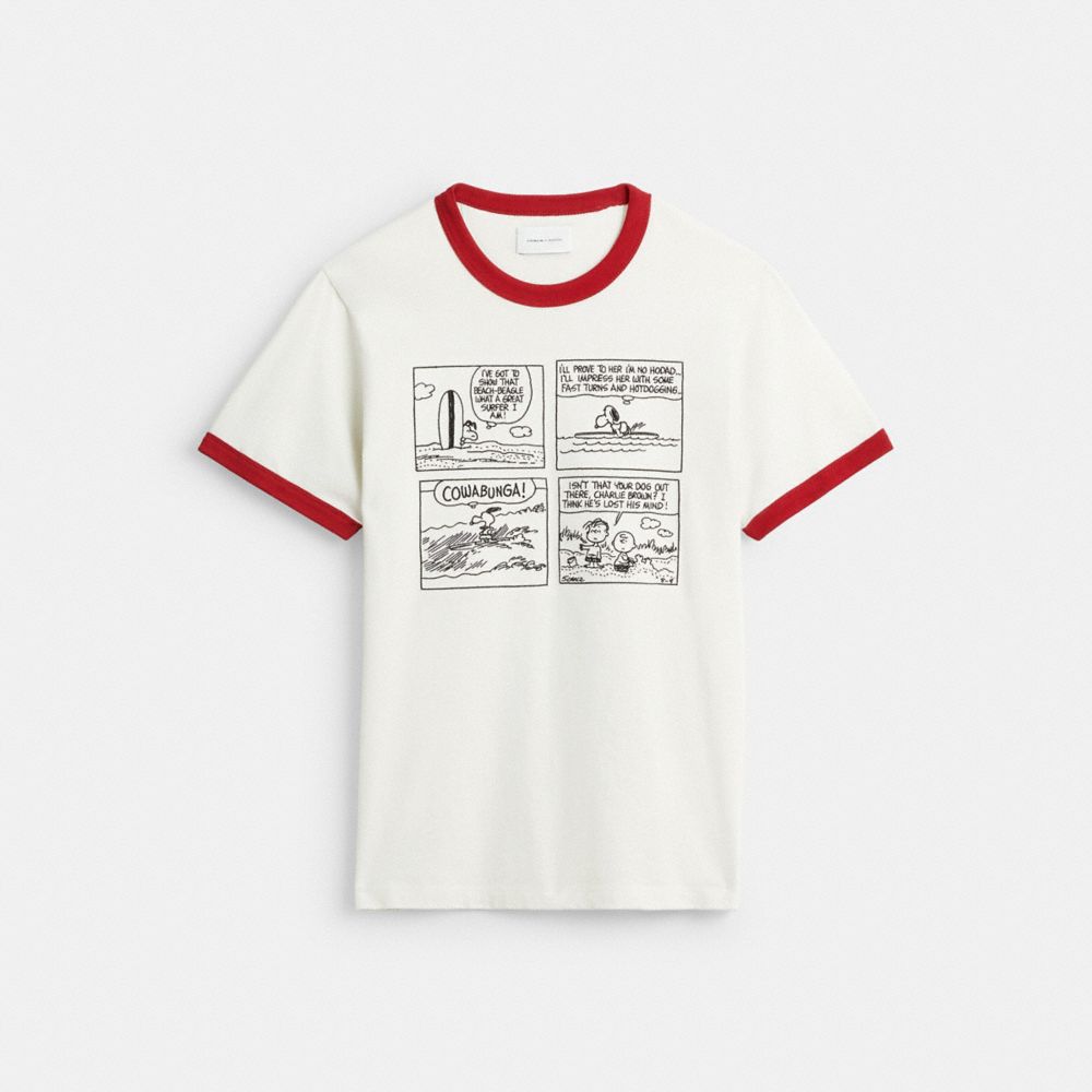 Coach X Peanuts Ringer T Shirt Aus Biobaumwolle In White