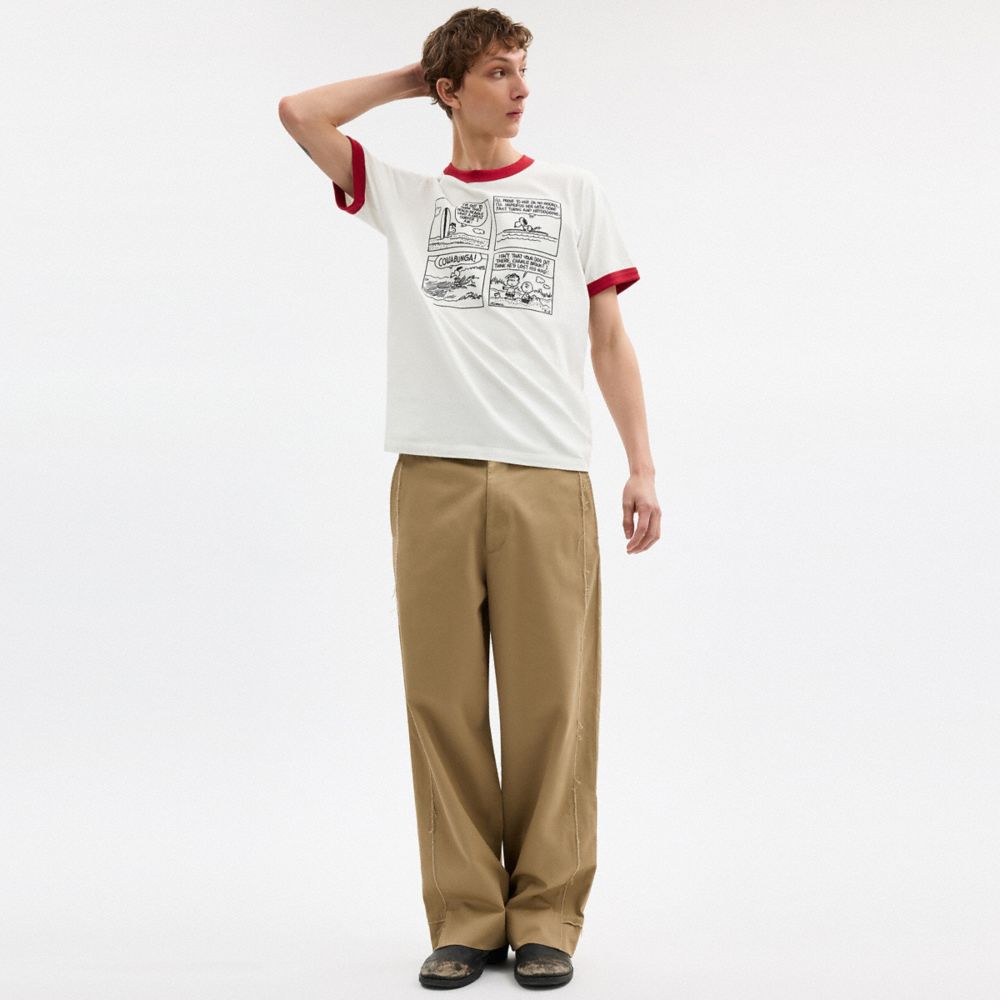 COACH®,Coach X Peanuts Ringer T Shirt In Organic Cotton,,Scale View