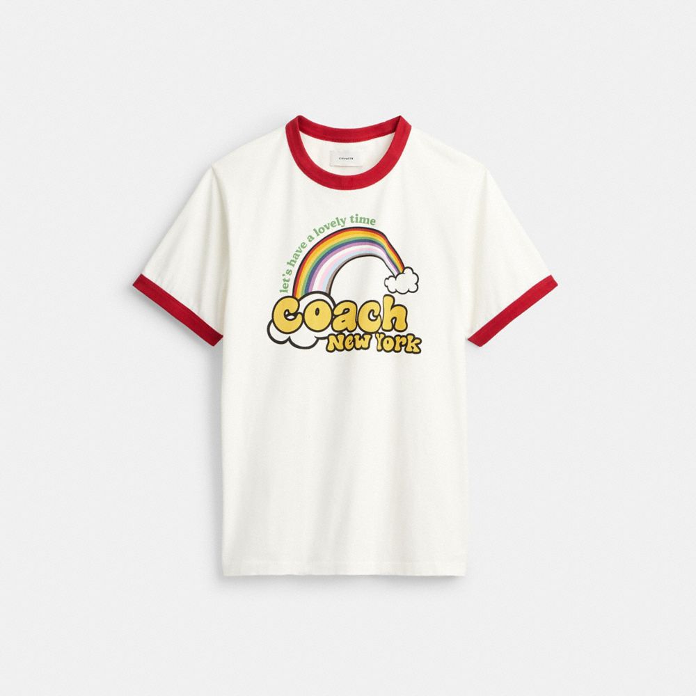 Coach Ringer T Shirt Mit Regenbogengrafik