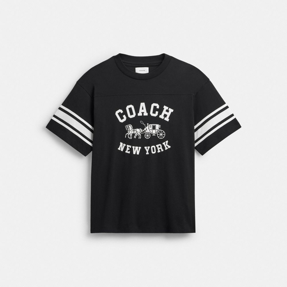 Coach Horse And Carriage Relaxed T Shirt In Organic Cotton In Black