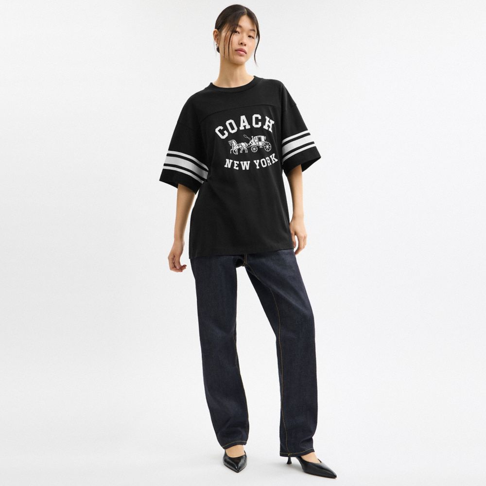 Coach Horse And Carriage Relaxed T Shirt In Organic Cotton In Black