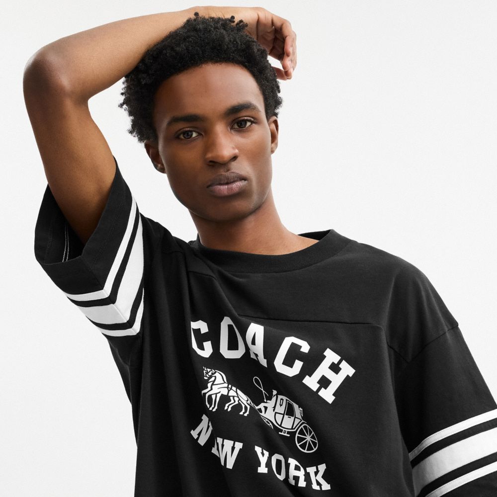 Coach Horse And Carriage Relaxed T Shirt In Organic Cotton In Black